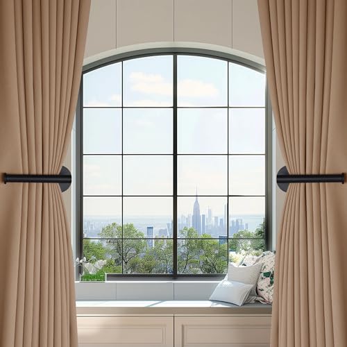 Groleca 2 Pack Curtain Holdbacks No Drill Curtain Tiebacks Self-Adhesive/Screw-in Curtain Holdbacks Curtain Pull Backs Curtain Hooks Curtain Holders Curtain Tie Backs for Curtains (2, Black)